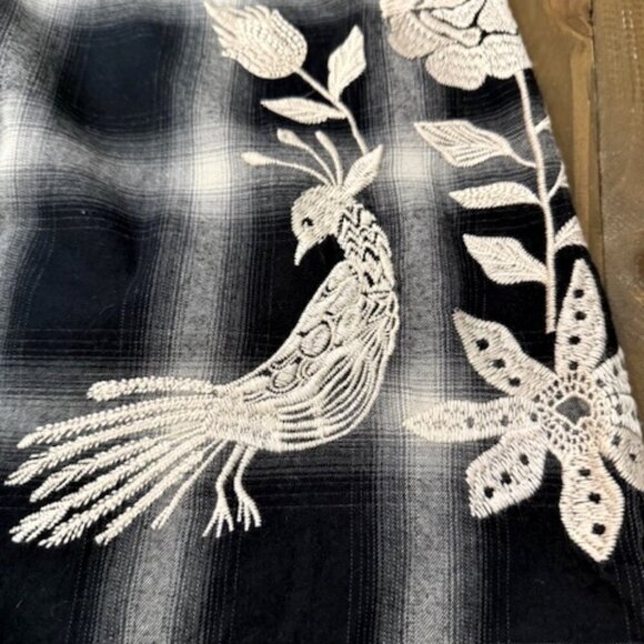 Johnny Was Martina Wide Leg Pants Embroidered Gray Black Plaid Size S - Picture 4 of 6